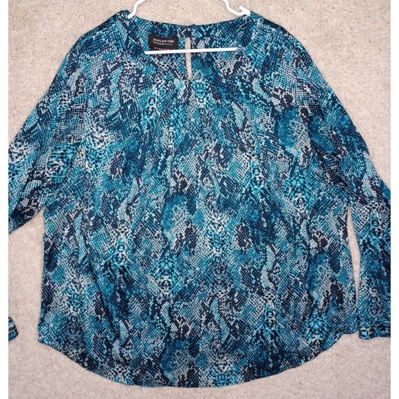 Jones New York Womens 22W Snake Reptile Print Button Blouse Top Streach - Picture 4 of 16
